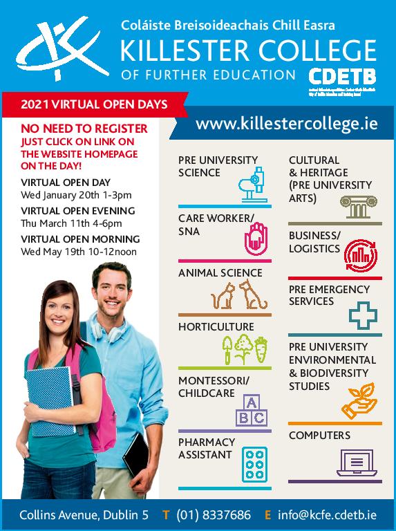 Killester College of Further Education 2021 Open Days