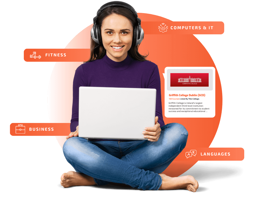 female student sitting cross-legged on her laptop